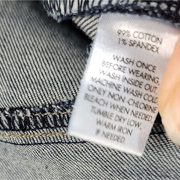 Ann Taylor Loft Distressed Modern Mid-Rise Boot Dark Blue Denim Jeans Size 6 - Picture 10 of 13